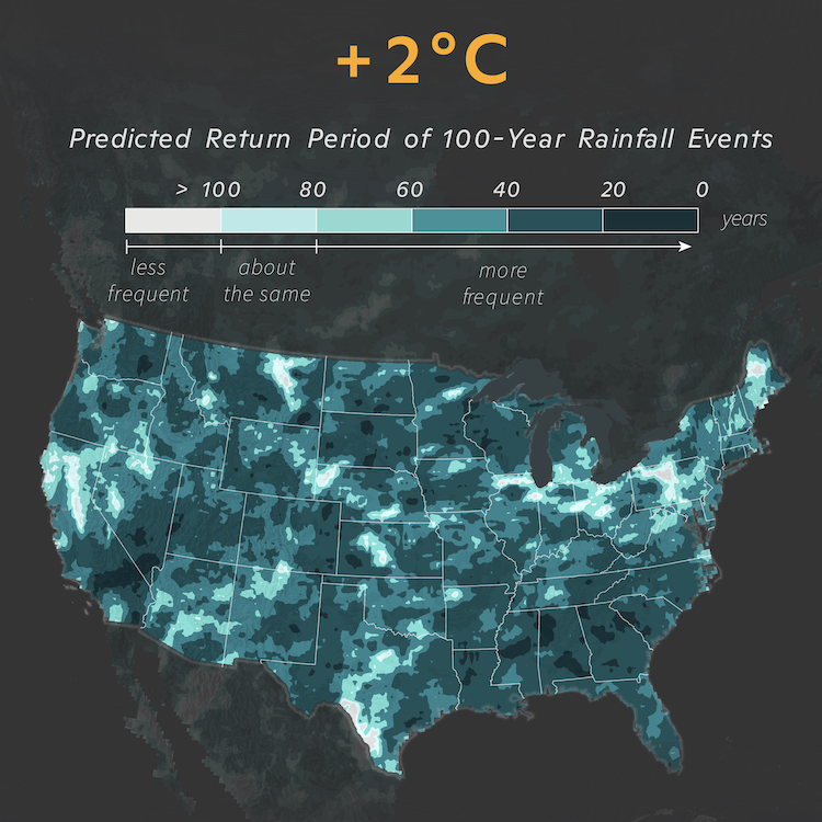 U.S. 100 year rainfall map