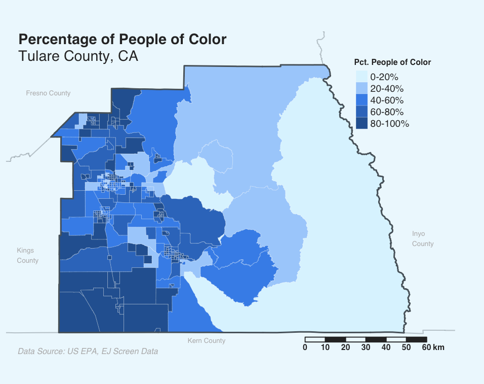 Tulare County Percent Households with People of Color